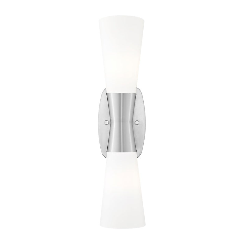 Z-Lite Emrys 2 Light 18" Wall Sconce, Brushed Nickel/White Opal