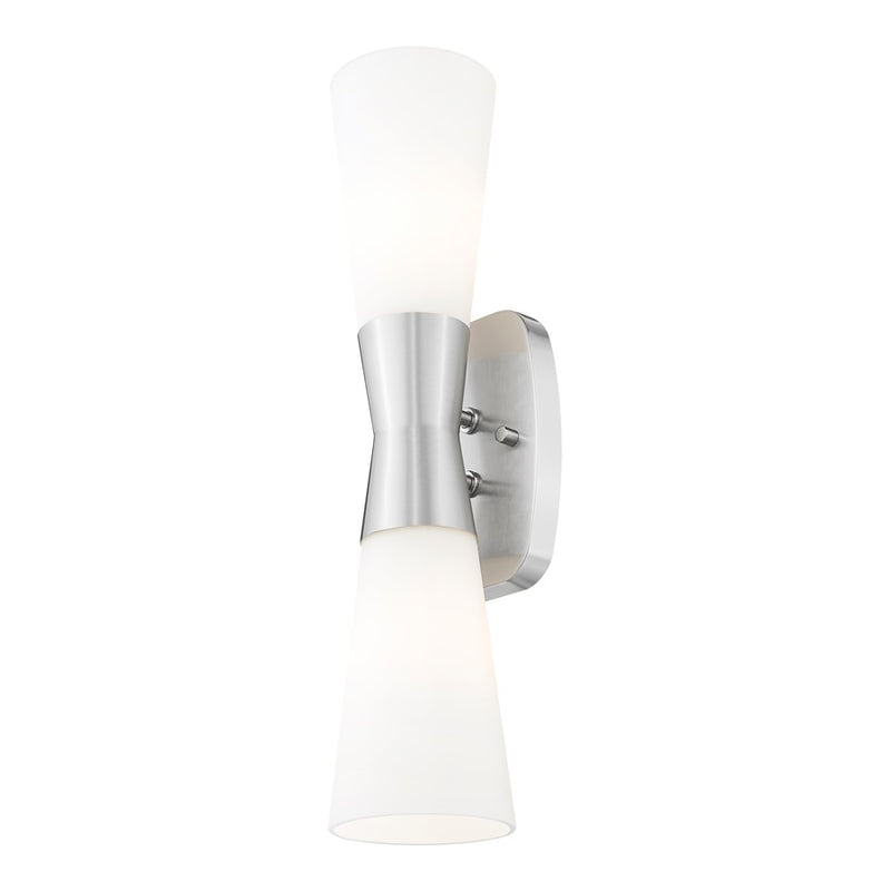 Z-Lite Emrys 2 Light 18" Wall Sconce, Brushed Nickel/White Opal