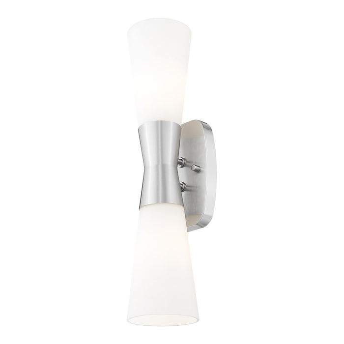 Z-Lite Emrys 2 Light 18" Wall Sconce, Brushed Nickel/White Opal