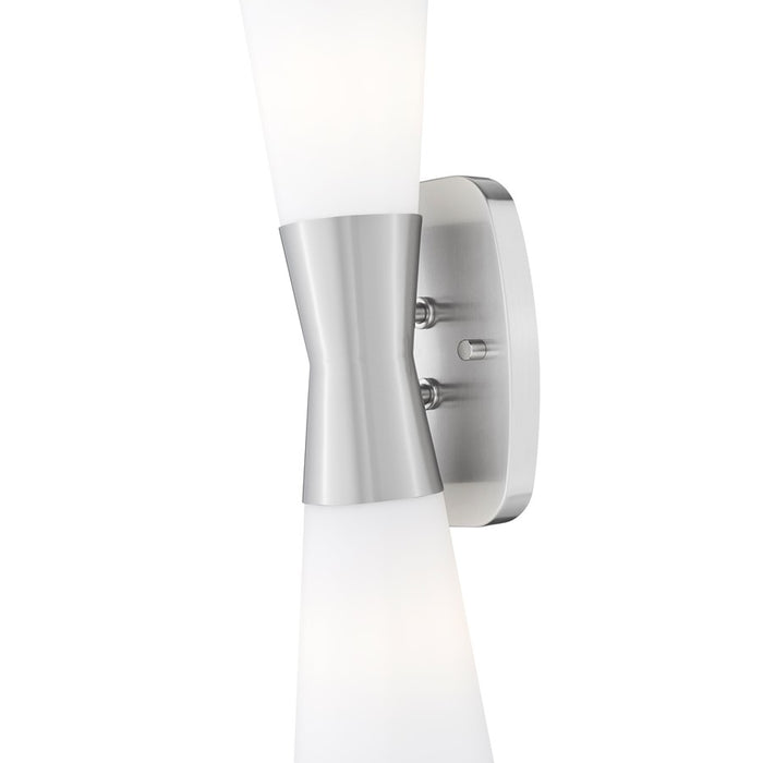 Z-Lite Emrys 2 Light 18" Wall Sconce, Brushed Nickel/White Opal