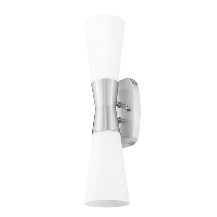 Z-Lite Emrys 2 Light 18" Wall Sconce, Brushed Nickel/White Opal