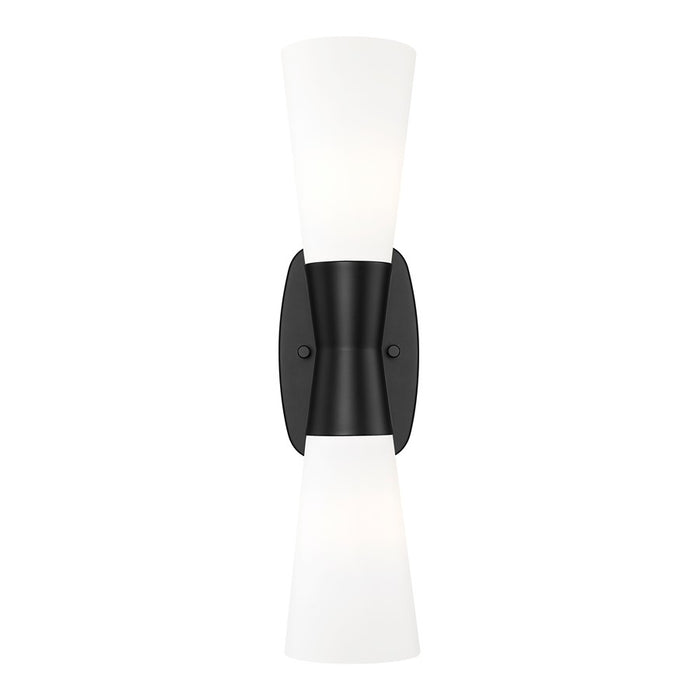 Z-Lite Emrys 2 Light 18" Wall Sconce, Matte Black/White Opal