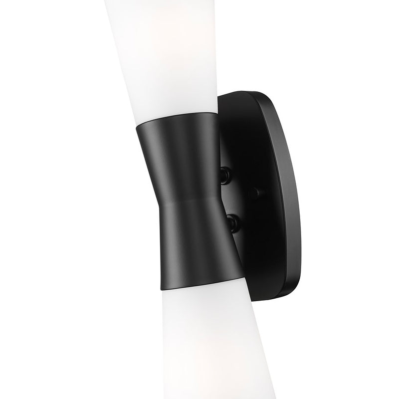 Z-Lite Emrys 2 Light 18" Wall Sconce, Matte Black/White Opal