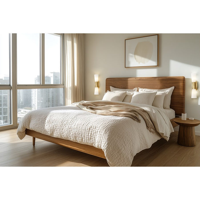 Z-Lite Emrys 2 Light 18" Wall Sconce, Modern Gold/White Opal