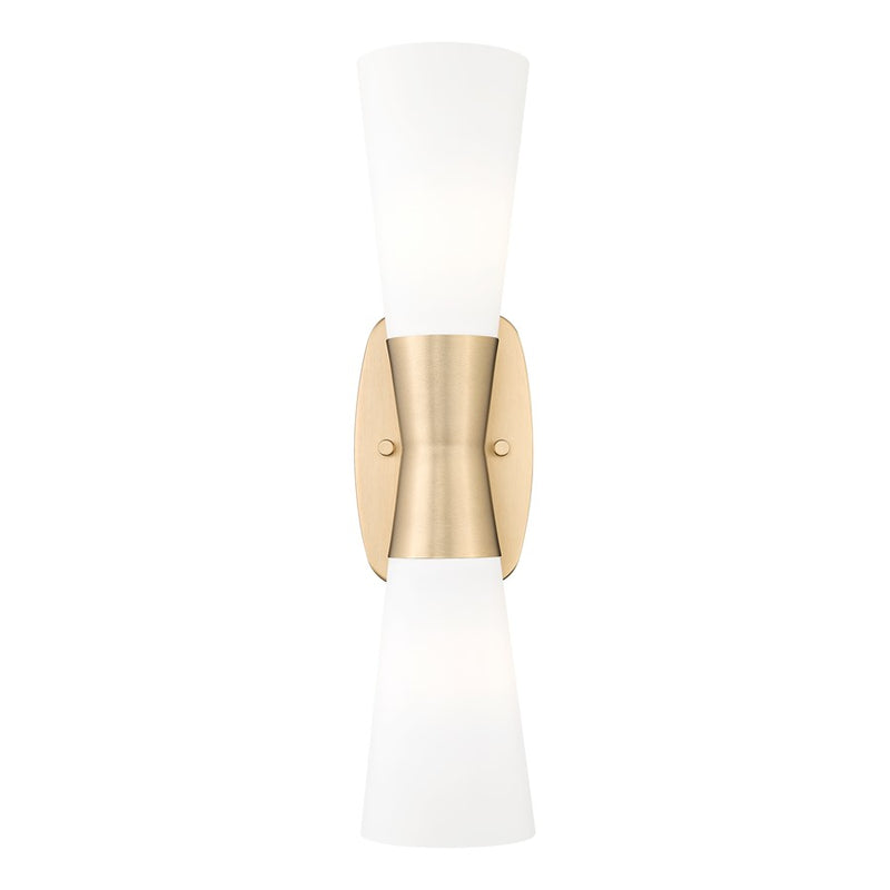 Z-Lite Emrys 2 Light 18" Wall Sconce, Modern Gold/White Opal