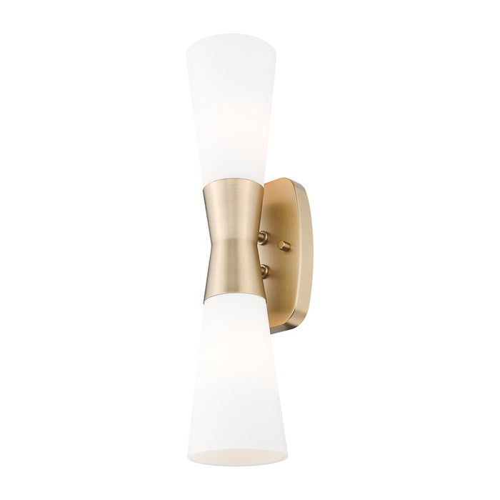 Z-Lite Emrys 2 Light 18" Wall Sconce, Modern Gold/White Opal