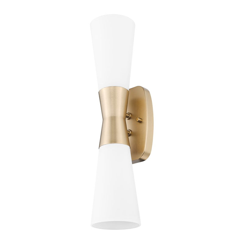 Z-Lite Emrys 2 Light 18" Wall Sconce, Modern Gold/White Opal