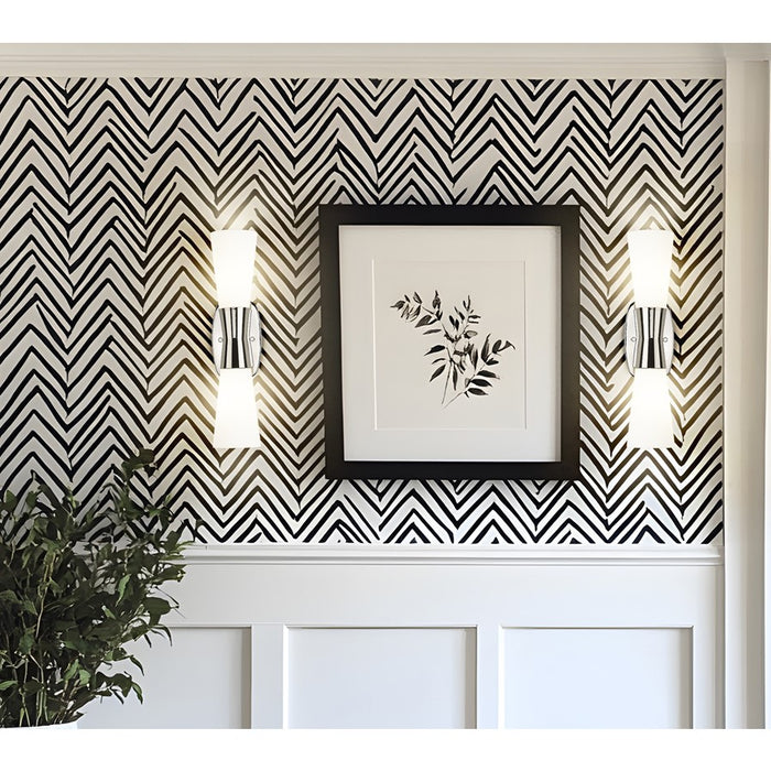 Z-Lite Emrys 2 Light 18" Wall Sconce, Polished Nickel/White Opal