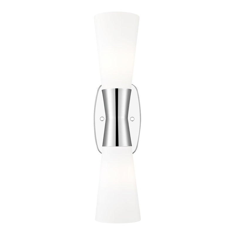 Z-Lite Emrys 2 Light 18" Wall Sconce, Polished Nickel/White Opal