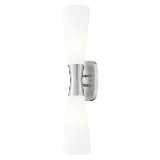 Z-Lite Emrys 2 Light 24" Wall Sconce, Brushed Nickel/White Opal - 4504-2SL-BN