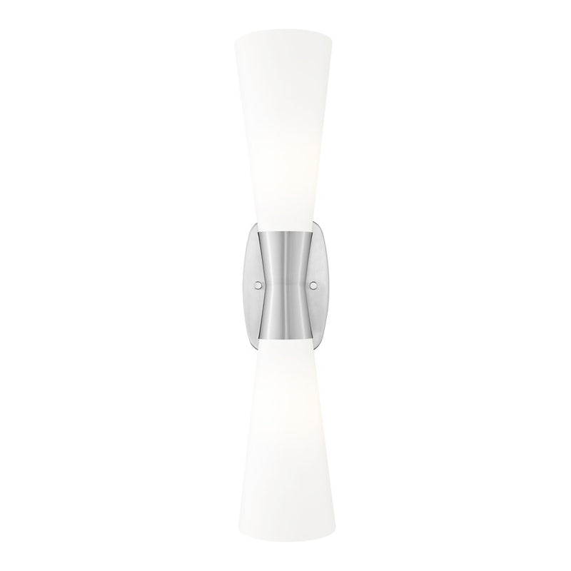 Z-Lite Emrys 2 Light 24" Wall Sconce, Brushed Nickel/White Opal