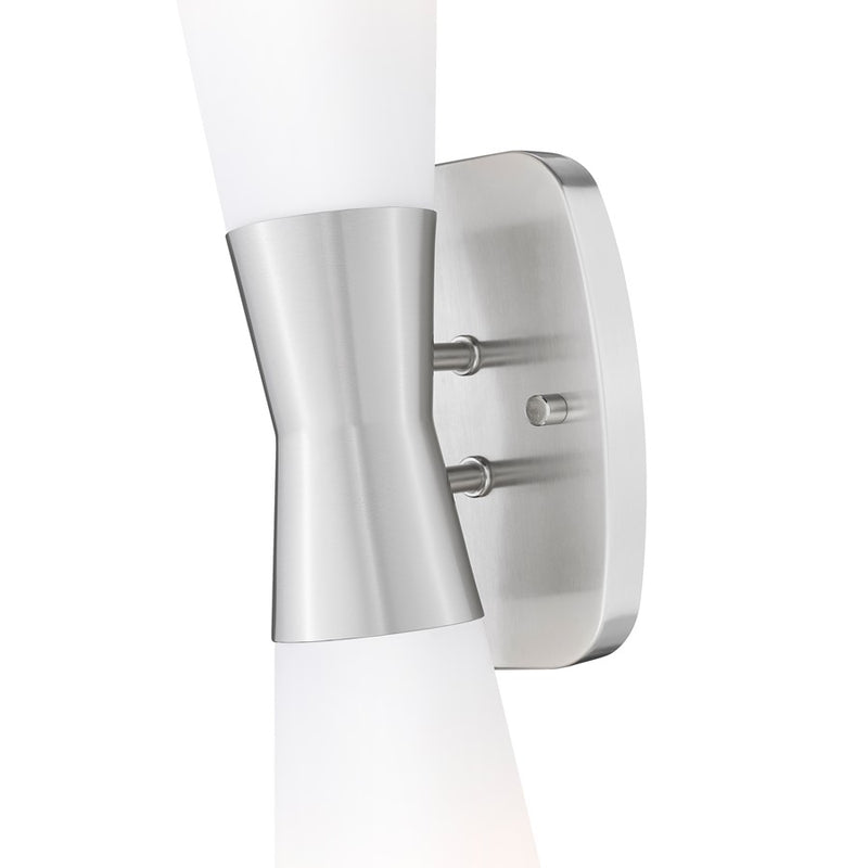 Z-Lite Emrys 2 Light 24" Wall Sconce, Brushed Nickel/White Opal