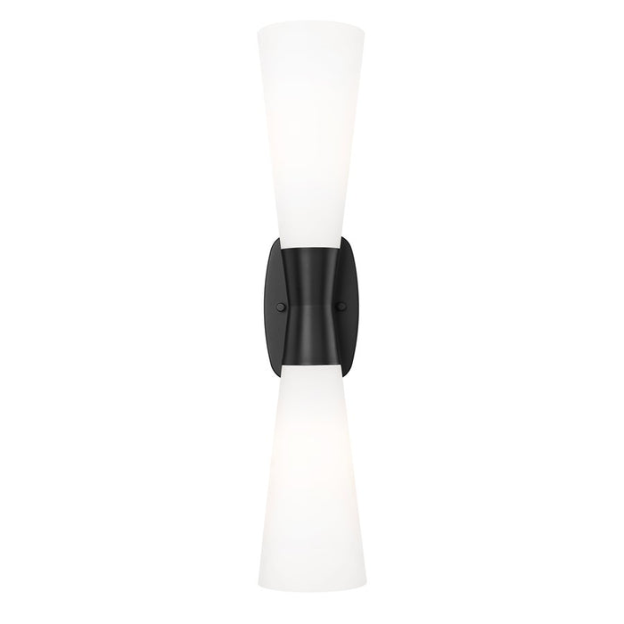 Z-Lite Emrys 2 Light 24" Wall Sconce, Matte Black/White Opal
