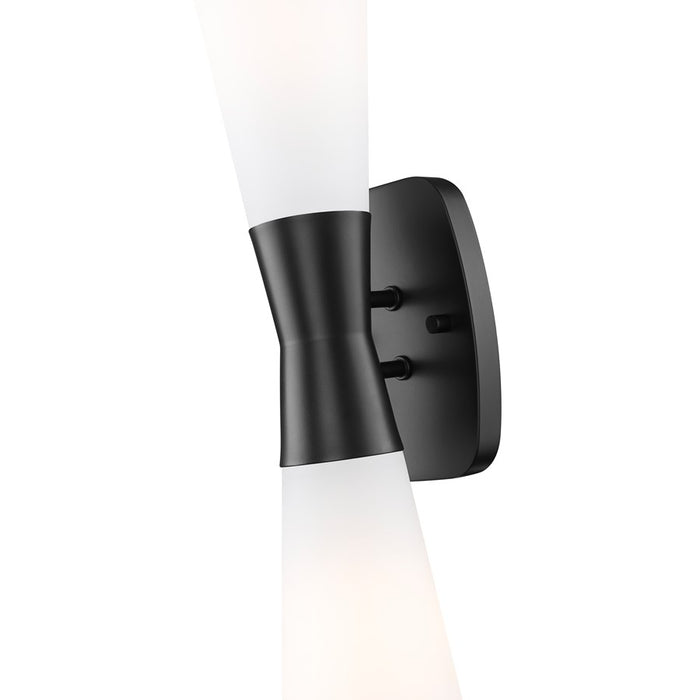Z-Lite Emrys 2 Light 24" Wall Sconce, Matte Black/White Opal