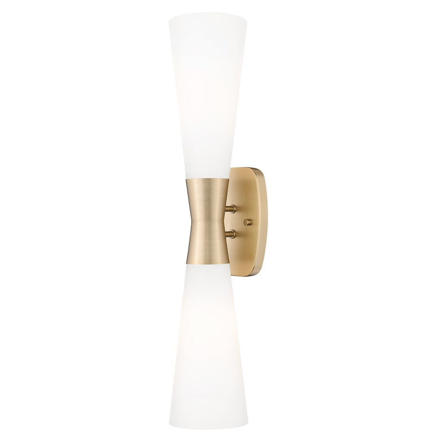 Z-Lite Emrys 2 Light 24" Wall Sconce, Modern Gold/White Opal - 4504-2SL-MGLD