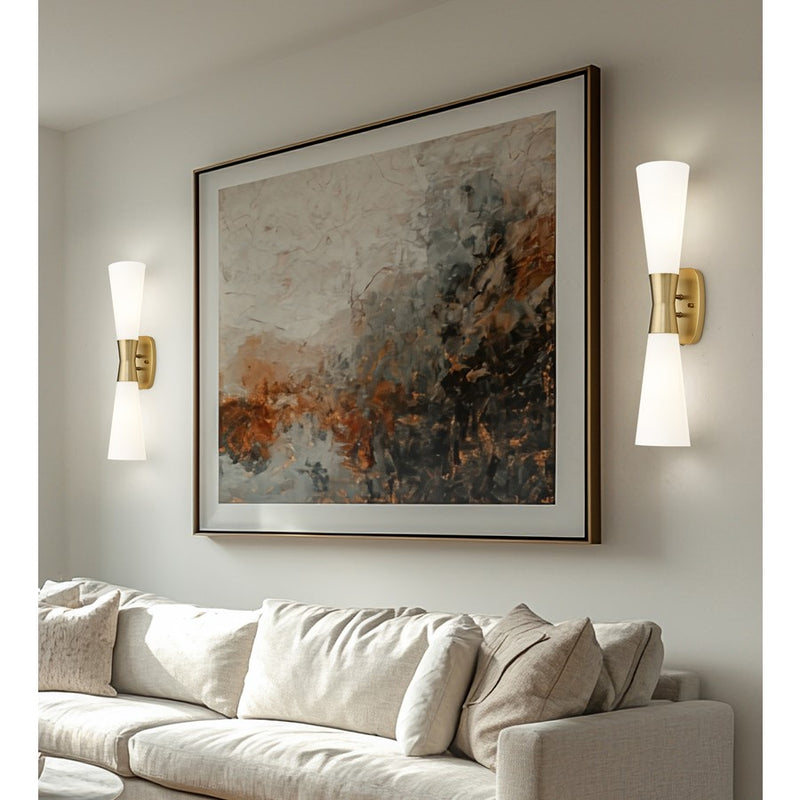 Z-Lite Emrys 2 Light 24" Wall Sconce, Modern Gold/White Opal