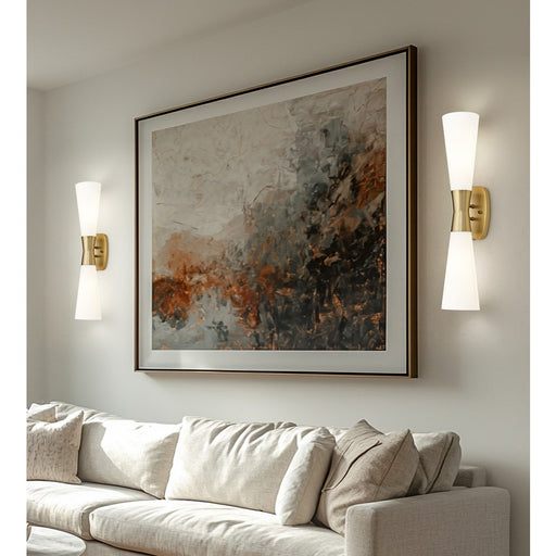 Z-Lite Emrys 2 Light 24" Wall Sconce, Modern Gold/White Opal