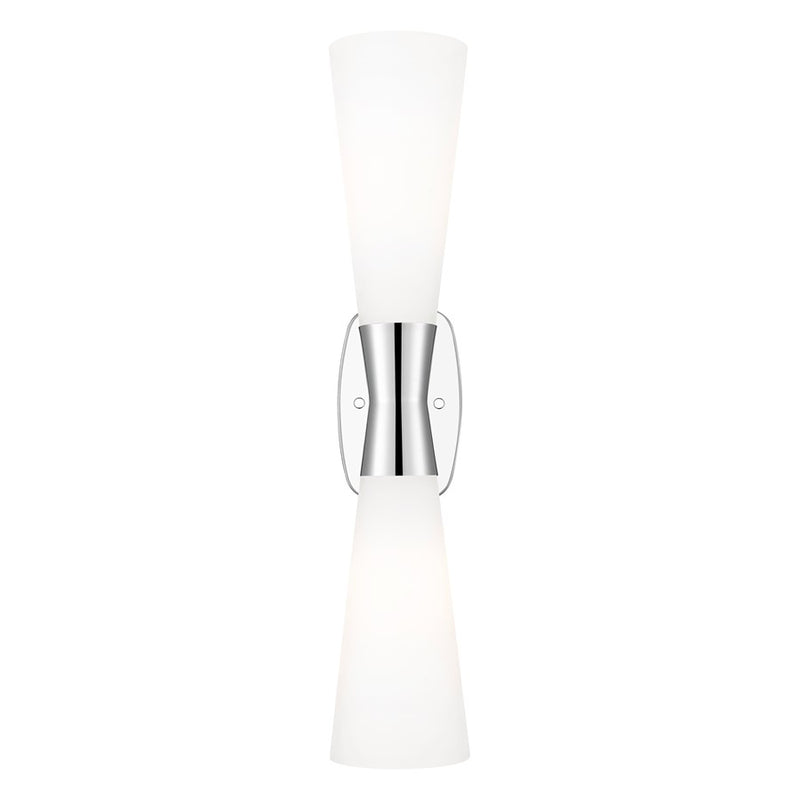 Z-Lite Emrys 2 Light 24" Wall Sconce, Polished Nickel/White Opal
