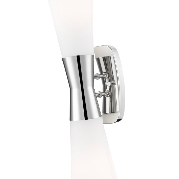 Z-Lite Emrys 2 Light 24" Wall Sconce, Polished Nickel/White Opal