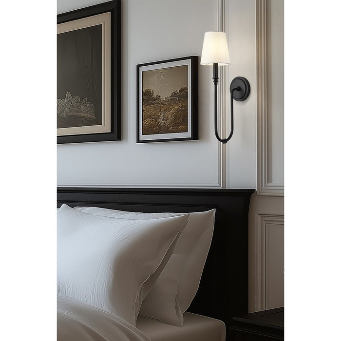Z-Lite Jisele 1 Light Wall Sconce, Matte Black/White