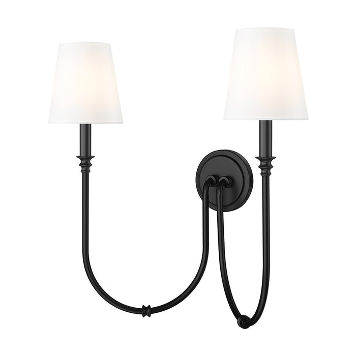 Z-Lite Jisele 2 Light Wall Sconce, Matte Black/White - 4505-2S-MB