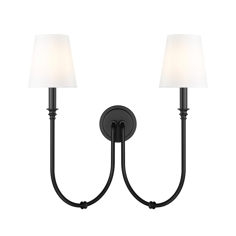 Z-Lite Jisele 2 Light Wall Sconce, Matte Black/White