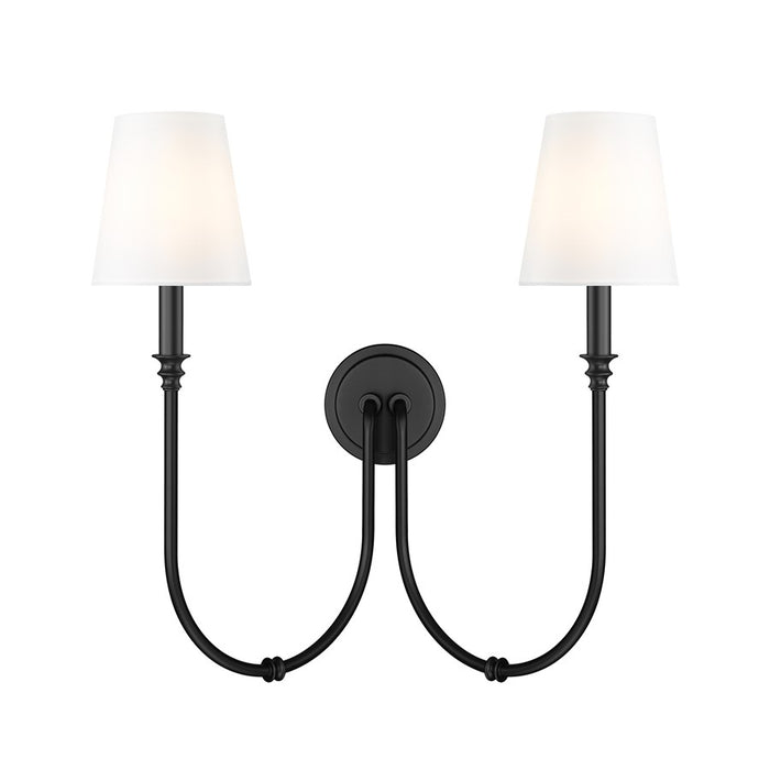 Z-Lite Jisele 2 Light Wall Sconce, Matte Black/White
