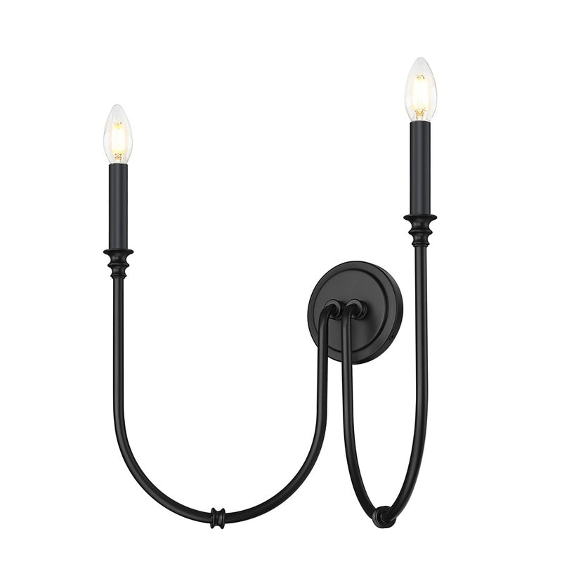 Z-Lite Jisele 2 Light Wall Sconce, Matte Black/White