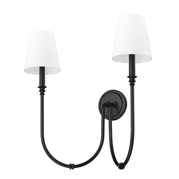 Z-Lite Jisele 2 Light Wall Sconce, Matte Black/White