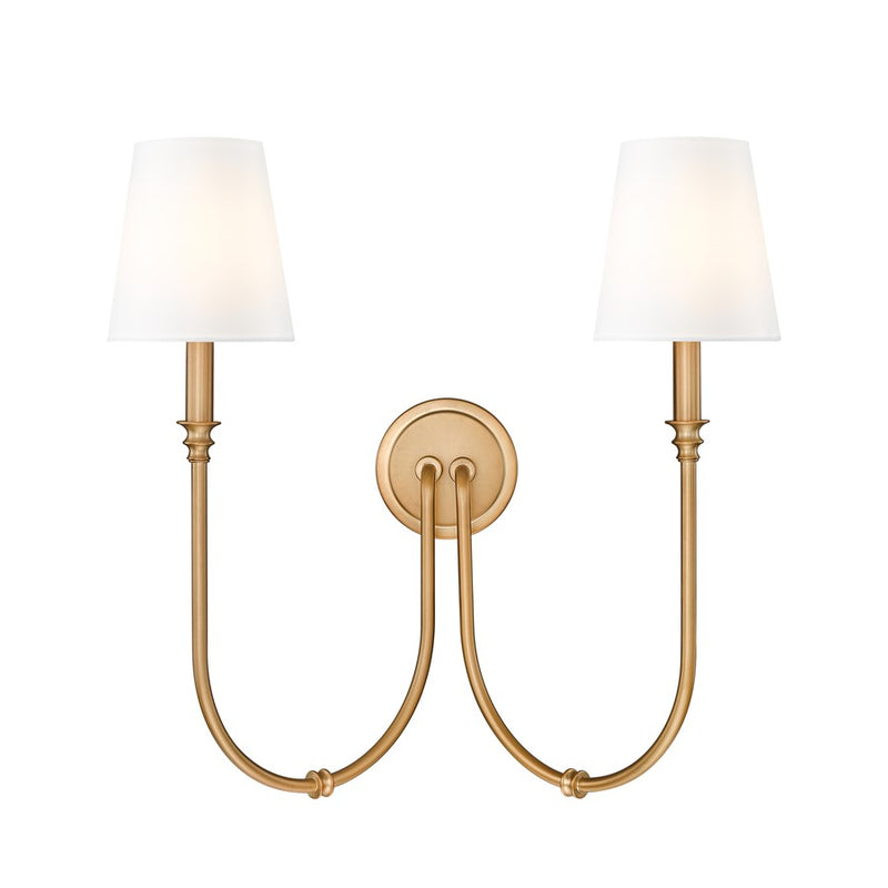 Z-Lite Jisele 2 Light Wall Sconce, Rubbed Brass/White