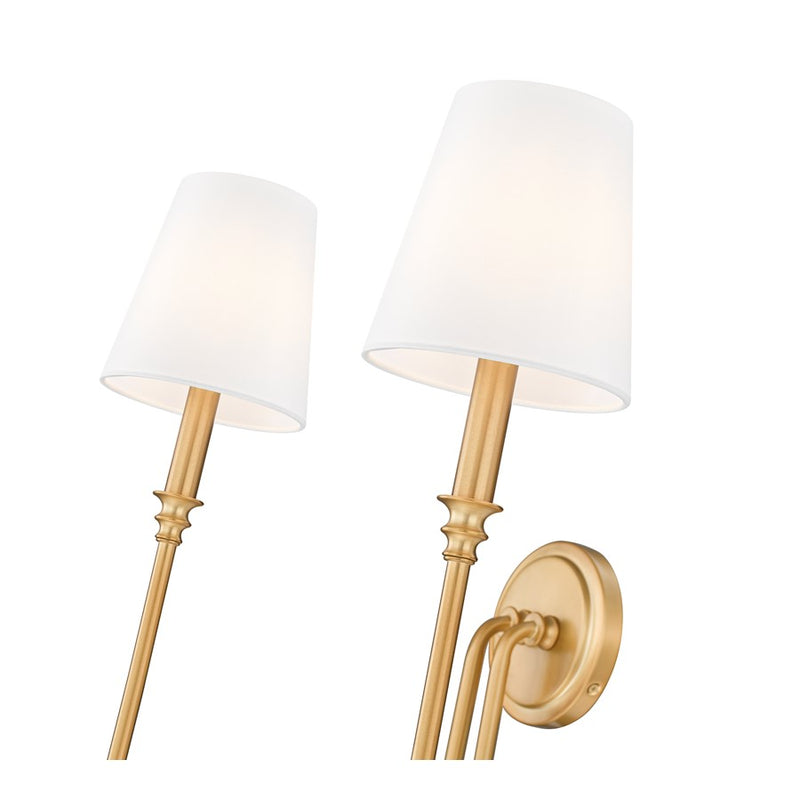 Z-Lite Jisele 2 Light Wall Sconce, Rubbed Brass/White