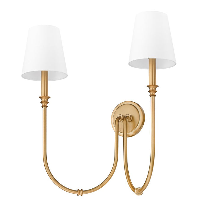 Z-Lite Jisele 2 Light Wall Sconce, Rubbed Brass/White