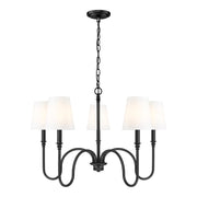 Z-Lite Jisele 5 Light Chandelier, Matte Black/White - 4505-5MB