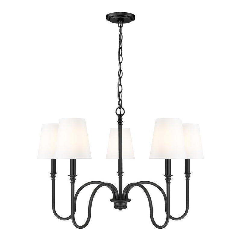 Z-Lite Jisele 5 Light Chandelier, Matte Black/White - 4505-5MB