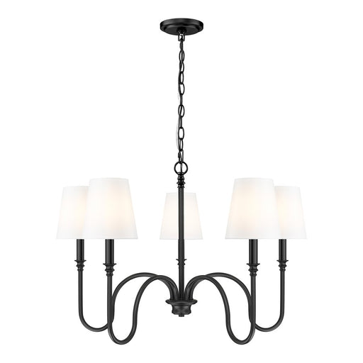 Z-Lite Jisele 5 Light Chandelier, Matte Black/White - 4505-5MB