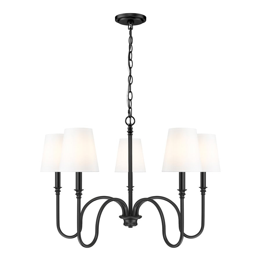 Z-Lite Jisele 5 Light Chandelier, Matte Black/White - 4505-5MB