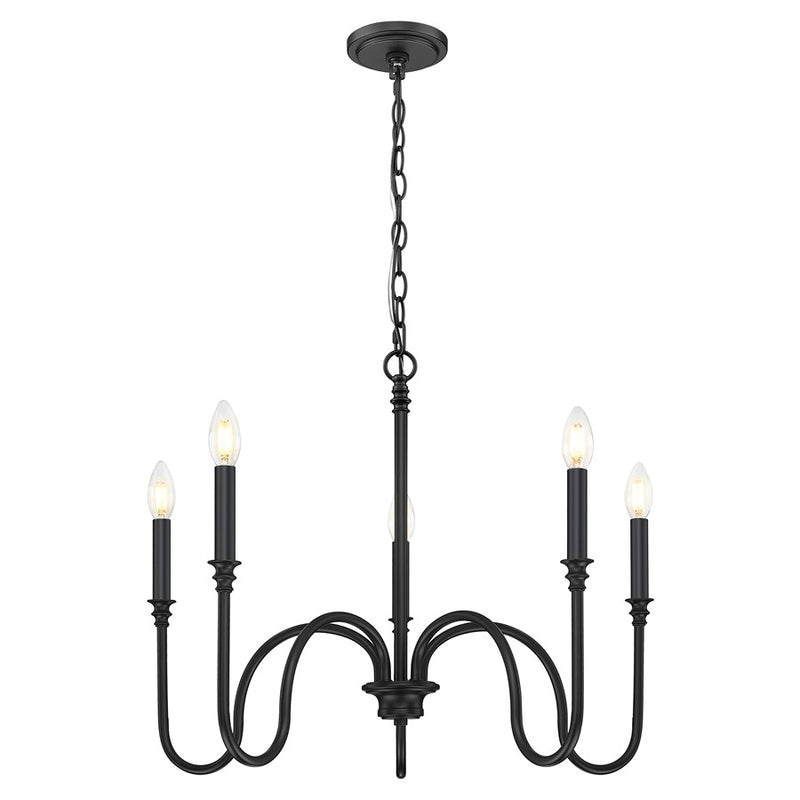 Z-Lite Jisele 5 Light Chandelier, Matte Black/White