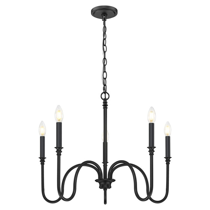 Z-Lite Jisele 5 Light Chandelier, Matte Black/White