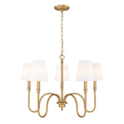 Z-Lite Jisele 5 Light Chandelier, Rubbed Brass/White - 4505-5RB