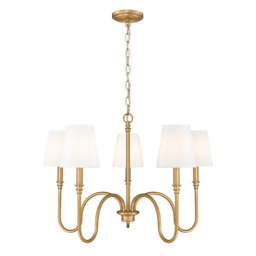 Z-Lite Jisele 5 Light Chandelier, Rubbed Brass/White - 4505-5RB