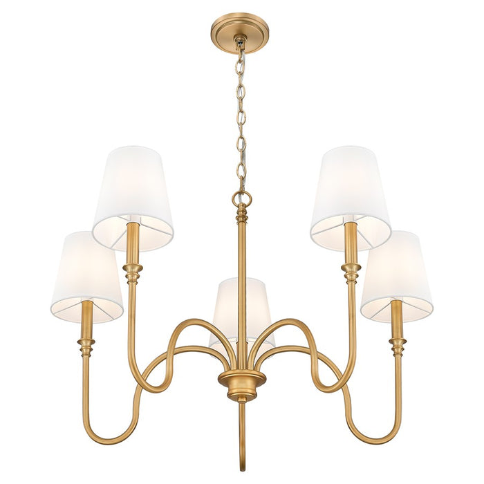 Z-Lite Jisele 5 Light Chandelier, Rubbed Brass/White