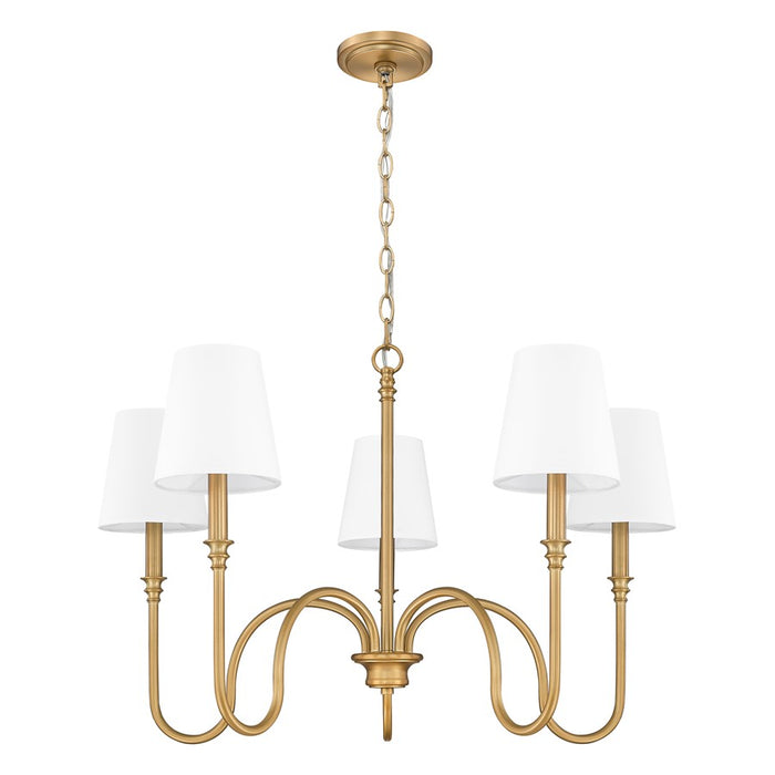 Z-Lite Jisele 5 Light Chandelier, Rubbed Brass/White