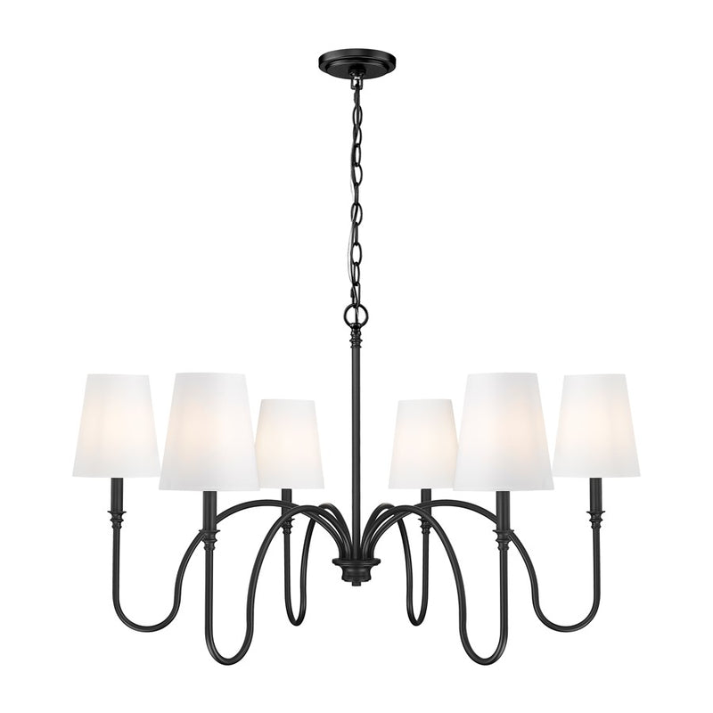 Z-Lite Jisele 6 Light Chandelier, Matte Black/White - 4505-6MB