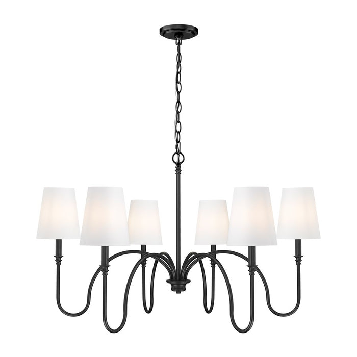 Z-Lite Jisele 6 Light Chandelier, Matte Black/White - 4505-6MB