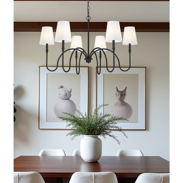 Z-Lite Jisele 6 Light Chandelier, Matte Black/White