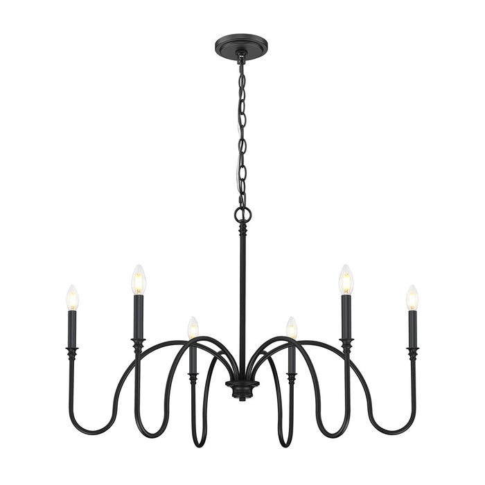 Z-Lite Jisele 6 Light Chandelier, Matte Black/White