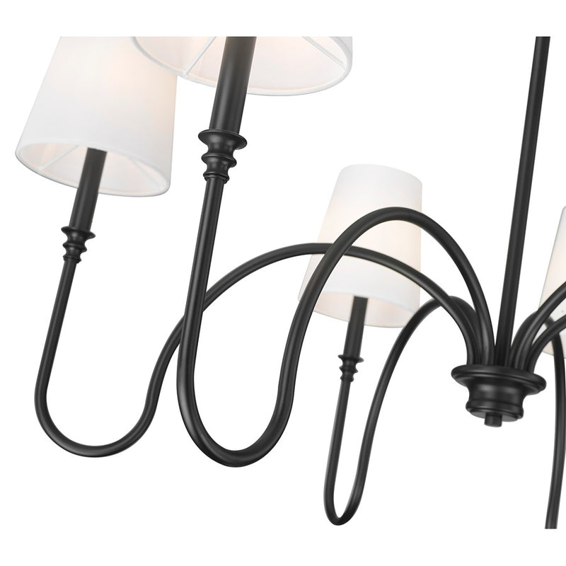 Z-Lite Jisele 6 Light Chandelier, Matte Black/White