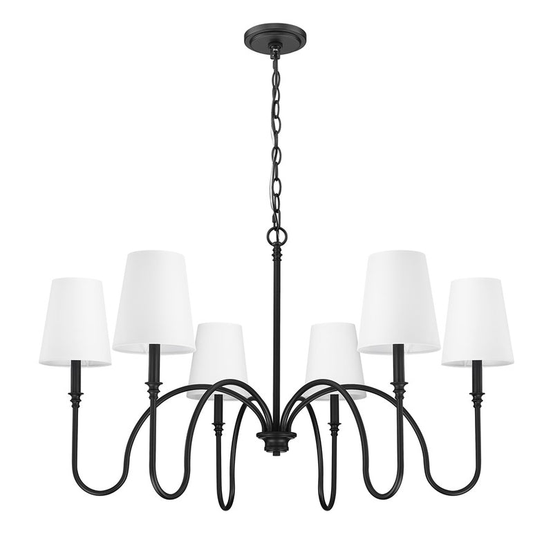 Z-Lite Jisele 6 Light Chandelier, Matte Black/White