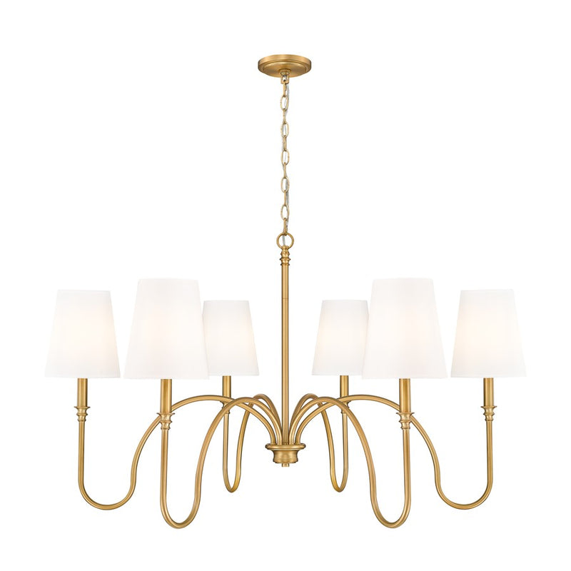 Z-Lite Jisele 6 Light Chandelier, Rubbed Brass/White - 4505-6RB