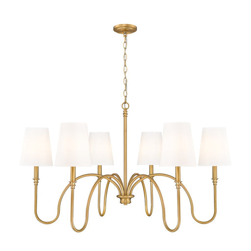 Z-Lite Jisele 6 Light Chandelier, Rubbed Brass/White - 4505-6RB